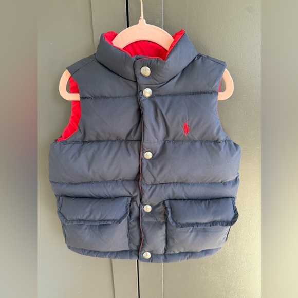 Ralph Lauren Reversible Down Vest 3T/4T Navy Red - Picture 6 of 11